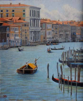 oil painting cityscape of venice with the grand canal
